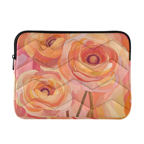 FORMRS 13-13.3 inch Laptop Sleeve Case Soft Carrying Quilted Computer Bag Cover, Pink Flowers