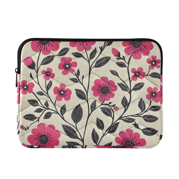 FORMRS 13"-13.3" Laptop Sleeve Protective Case Soft Carrying Quilted Computer Bag Cover, Pink Flowers