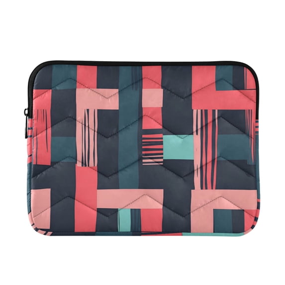 FORMRS 13-13.3 inch Laptop Sleeve Case Soft Carrying Quilted Computer Bag Cover, Pink Geometric