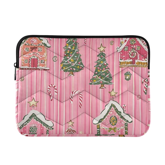 FORMRS 13"-13.3" Laptop Sleeve Protective Case Soft Carrying Quilted Computer Bag Cover, Pink Gingerbread House