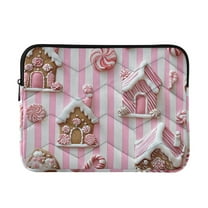 FORMRS 13-13.3 inch Laptop Sleeve Case Soft Carrying Quilted Computer Bag Cover, Pink Gingerbread Houses