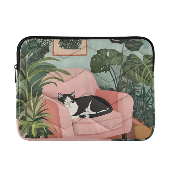 FORMRS 13-13.3 inch Laptop Sleeve Case Soft Carrying Quilted Computer Bag Cover, Pink Sleeping Cat