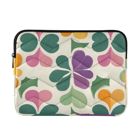 FORMRS 13-13.3 inch Laptop Sleeve Case Soft Carrying Quilted Computer Bag Cover, Purple Clover Pattern