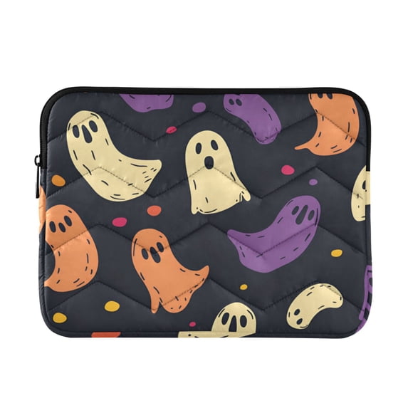 FORMRS 13"-13.3" Laptop Sleeve Protective Case Soft Carrying Quilted Computer Bag Cover, Purple Halloween Ghosts