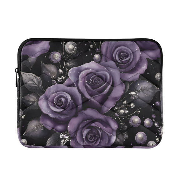 FORMRS 13"-13.3" Laptop Sleeve Protective Case Soft Carrying Quilted Computer Bag Cover, Purple Roses