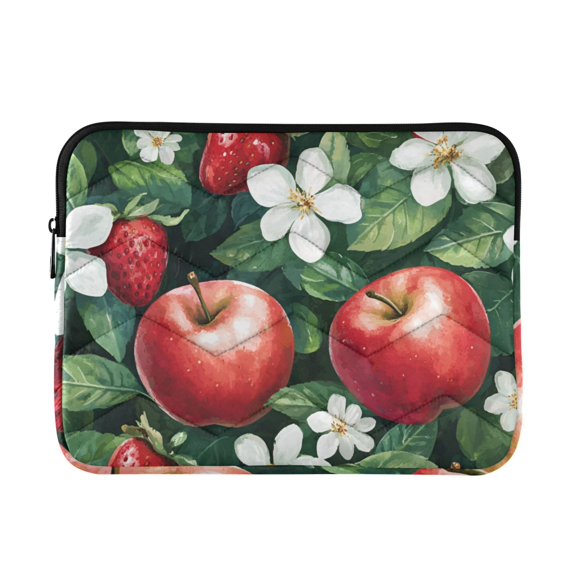 FORMRS 13"-13.3" Laptop Sleeve Protective Case Soft Carrying Quilted Computer Bag Cover, Red Apple Pattern