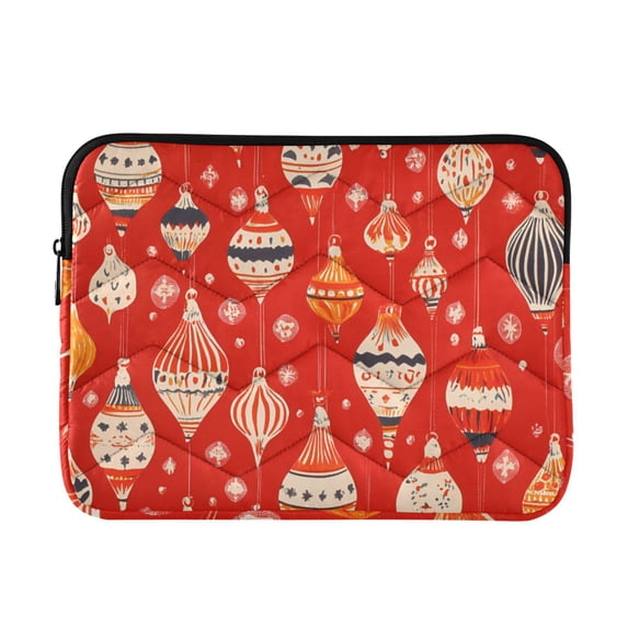 FORMRS 13-13.3 inch Laptop Sleeve Case Soft Carrying Quilted Computer Bag Cover, Red Christmas Ornaments Pattern