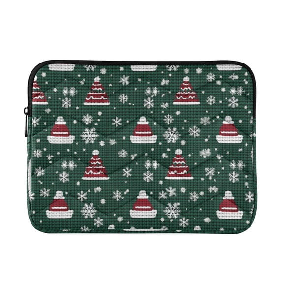 FORMRS 13"-13.3" Laptop Sleeve Protective Case Soft Carrying Quilted Computer Bag Cover, Red Christmas Trees