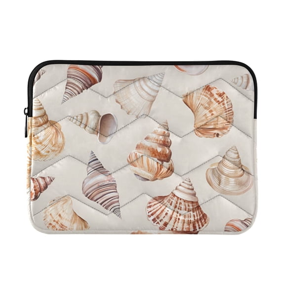 FORMRS 13-13.3 inch Laptop Sleeve Case Soft Carrying Quilted Computer Bag Cover, Red Watercolor Seashells