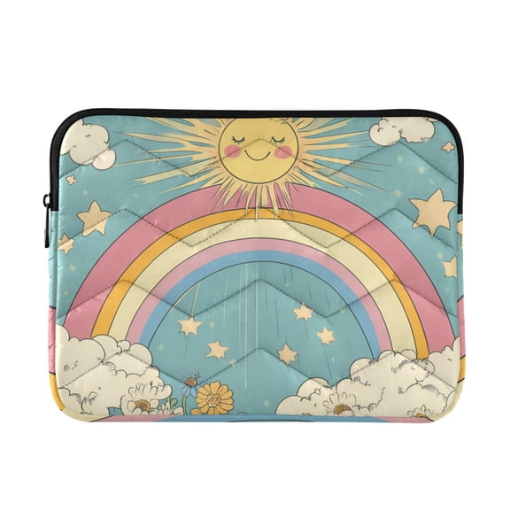 FORMRS 13"-13.3" Laptop Sleeve Protective Case Soft Carrying Quilted Computer Bag Cover, Retro Beige Rainbow