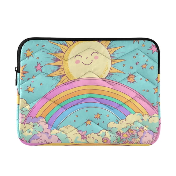 FORMRS 13"-13.3" Laptop Sleeve Protective Case Soft Carrying Quilted Computer Bag Cover, Retro Blue Rainbow