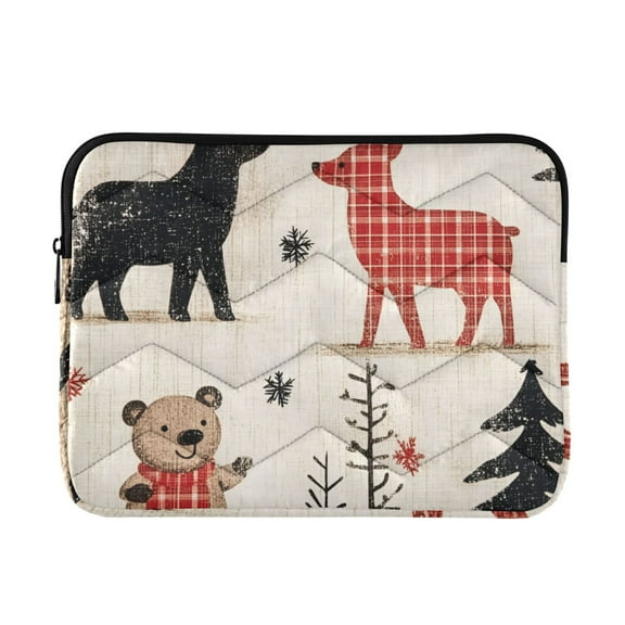 FORMRS 13-13.3 inch Laptop Sleeve Case Soft Carrying Quilted Computer Bag Cover, Retro Christmas Forest