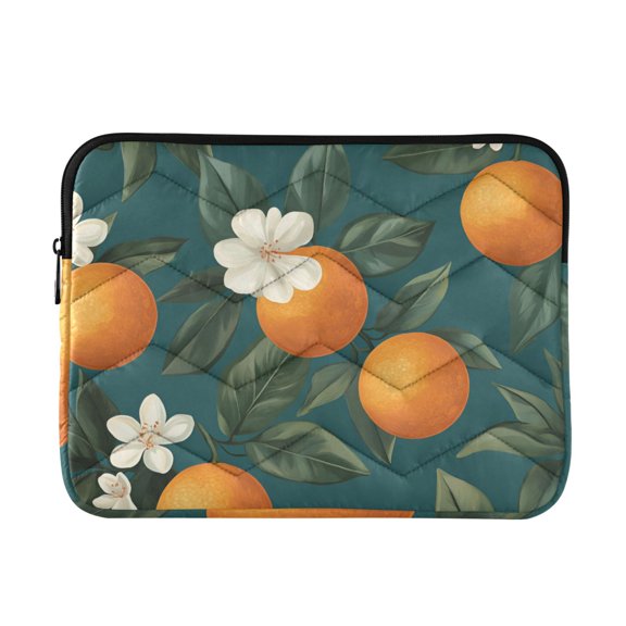 FORMRS 13-13.3 inch Laptop Sleeve Case Soft Carrying Quilted Computer Bag Cover, Retro Floral Orange