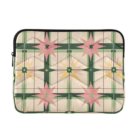 FORMRS 13-13.3 inch Laptop Sleeve Case Soft Carrying Quilted Computer Bag Cover, Retro Green Stars