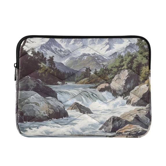 FORMRS 13-13.3 inch Laptop Sleeve Case Soft Carrying Quilted Computer Bag Cover, River and Mountains