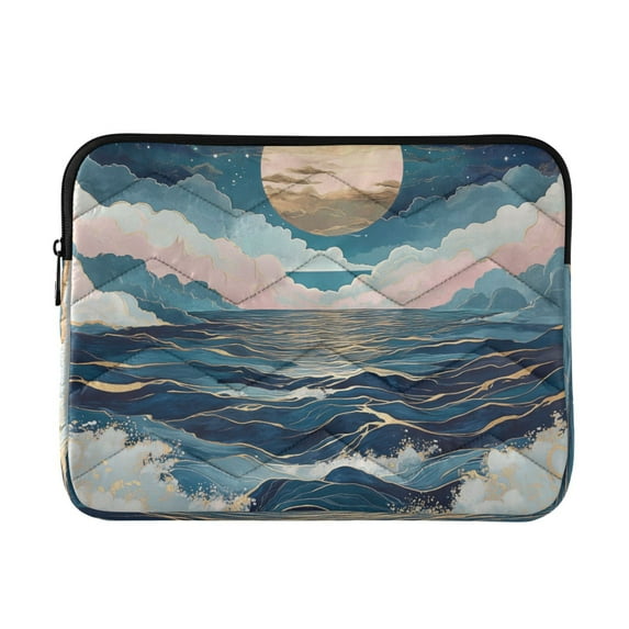 FORMRS 13-13.3 inch Laptop Sleeve Case Soft Carrying Quilted Computer Bag Cover, Rolling Waves