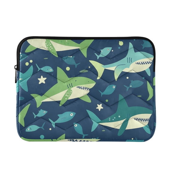 FORMRS 13-13.3 inch Laptop Sleeve Case Soft Carrying Quilted Computer Bag Cover, Sharks Pattern