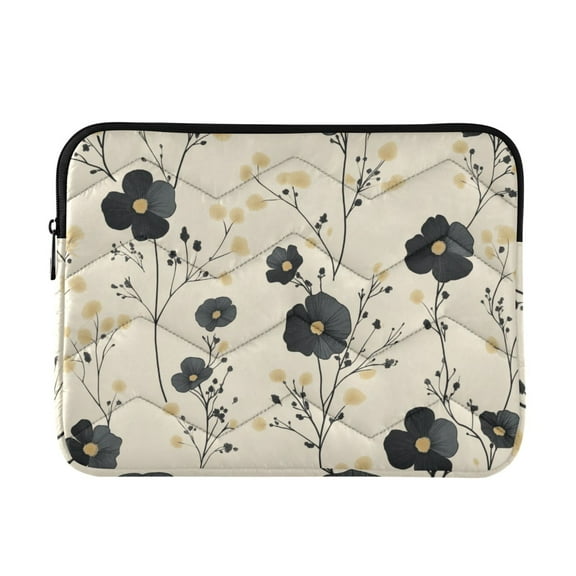 FORMRS 13-13.3 inch Laptop Sleeve Case Soft Carrying Quilted Computer Bag Cover, Small Black Flowers