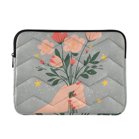 FORMRS 13-13.3 inch Laptop Sleeve Case Soft Carrying Quilted Computer Bag Cover, Stars Flower