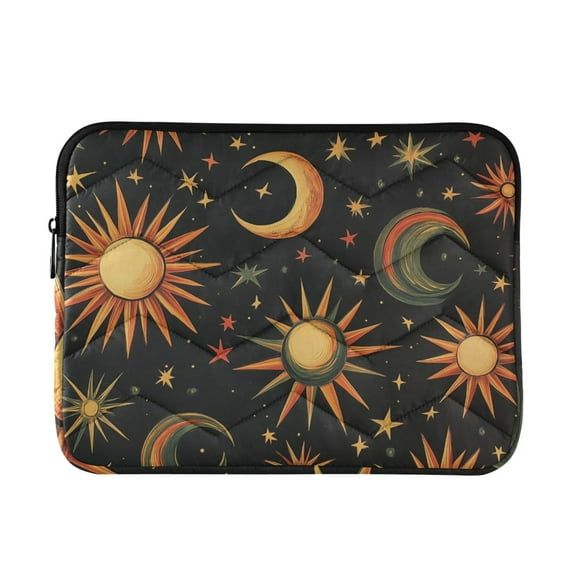 FORMRS 13-13.3 inch Laptop Sleeve Case Soft Carrying Quilted Computer Bag Cover, Sun Moon and Stars Pattern