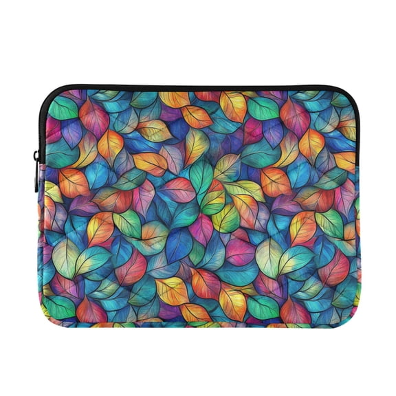 FORMRS 13"-13.3" Laptop Sleeve Protective Case Soft Carrying Quilted Computer Bag Cover, Vibrant Art Leaves Pattern