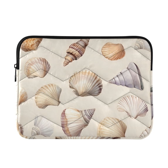 FORMRS 13-13.3 inch Laptop Sleeve Case Soft Carrying Quilted Computer Bag Cover, Watercolor Seashells