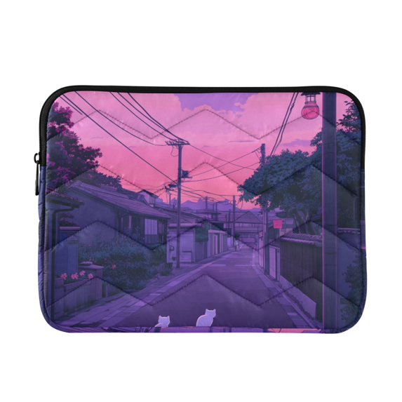 FORMRS 13"-13.3" Laptop Sleeve Protective Case Soft Carrying Quilted Computer Bag Cover, White Cat Walking
