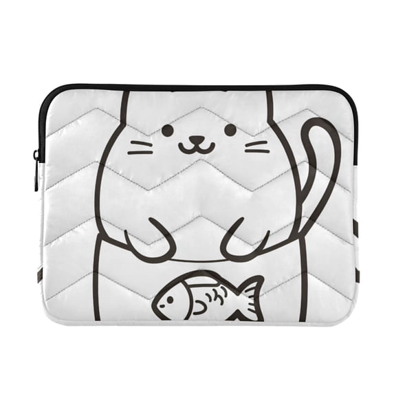 FORMRS 13"-13.3" Laptop Sleeve Protective Case Soft Carrying Quilted Computer Bag Cover, White Chubby Cat