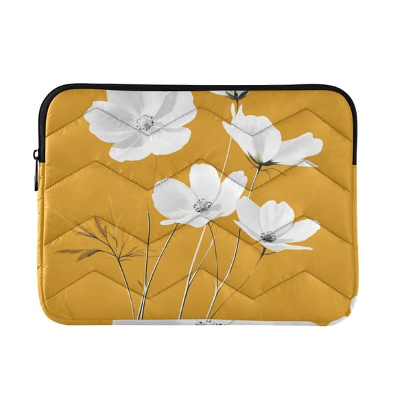 FORMRS 13-13.3 inch Laptop Sleeve Case Soft Carrying Quilted Computer Bag Cover, White Flowers