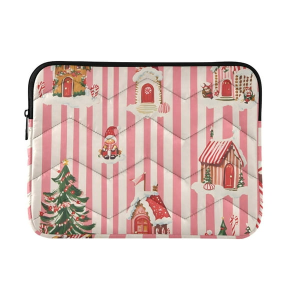 FORMRS 13-13.3 inch Laptop Sleeve Case Soft Carrying Quilted Computer Bag Cover, White Gingerbread Houses