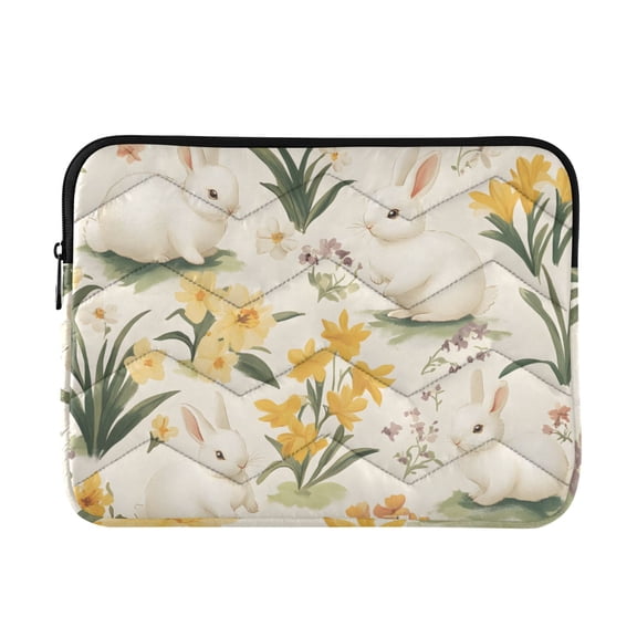 FORMRS 13"-13.3" Laptop Sleeve Protective Case Soft Carrying Quilted Computer Bag Cover, White Rabbits