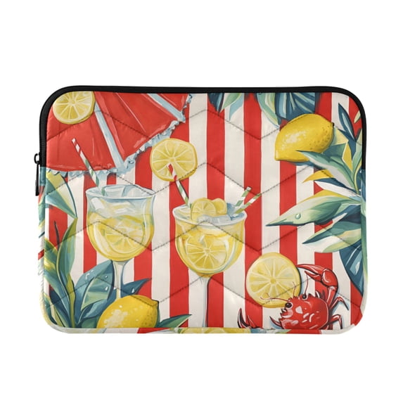 FORMRS 13-13.3 inch Laptop Sleeve Case Soft Carrying Quilted Computer Bag Cover, White Striped Lemon