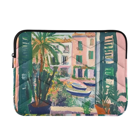 FORMRS 13-13.3 inch Laptop Sleeve Case Soft Carrying Quilted Computer Bag Cover, Window Scene