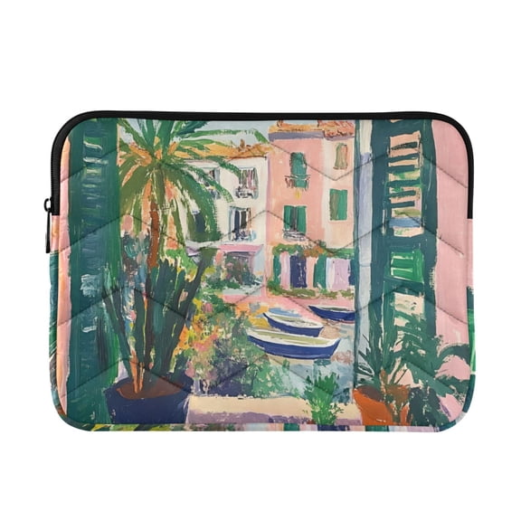 FORMRS 13-13.3 inch Laptop Sleeve Case Soft Carrying Quilted Computer Bag Cover, Window Scene