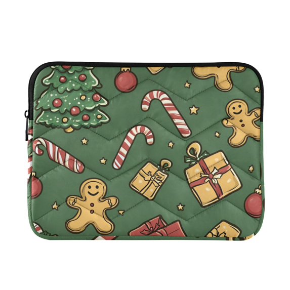 FORMRS 13"-13.3" Laptop Sleeve Protective Case Soft Carrying Quilted Computer Bag Cover, Yellow Christmas Gingerbread