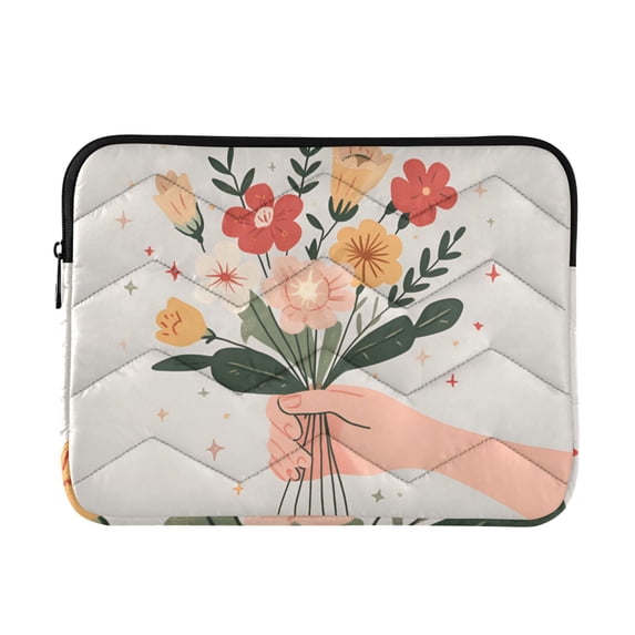 FORMRS 13"-13.3" Laptop Sleeve Protective Case Soft Carrying Quilted Computer Bag Cover, Yellow Cute Flower