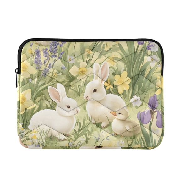 FORMRS 13-13.3 inch Laptop Sleeve Case Soft Carrying Quilted Computer Bag Cover, Yellow Floral Rabbit