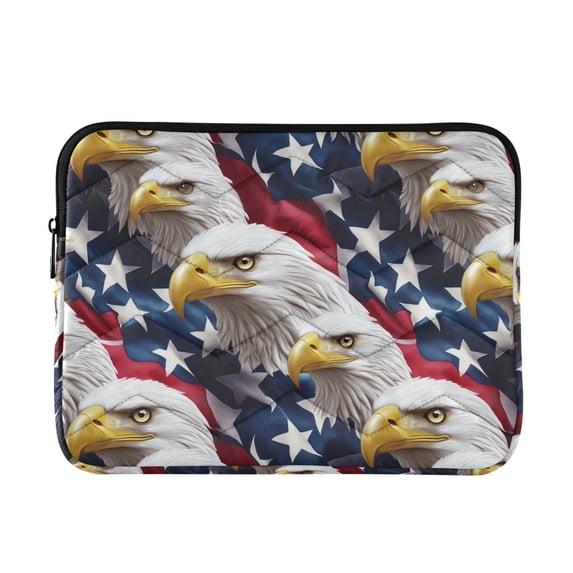 FORMRS 15"-15.6" Laptop Sleeve Protective Case Soft Carrying Quilted Computer Bag Cover, American Eagle Pattern