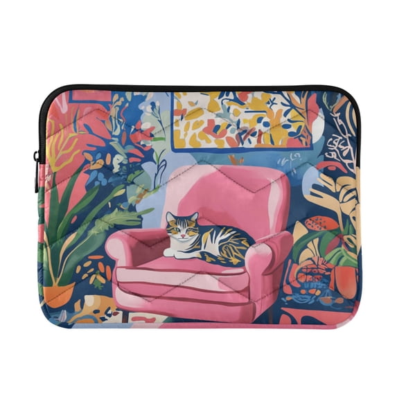 FORMRS 15-15.6 inch Laptop Sleeve Case Soft Carrying Quilted Computer Bag Cover, Art Cat