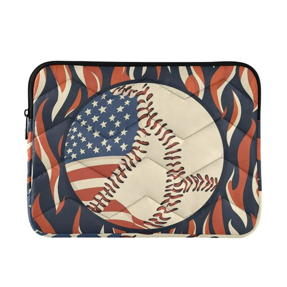 FORMRS 15"-15.6" Laptop Sleeve Protective Case Soft Carrying Quilted Computer Bag Cover, Baseball Pattern
