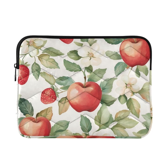 FORMRS 15"-15.6" Laptop Sleeve Protective Case Soft Carrying Quilted Computer Bag Cover, Beige Apple Pattern