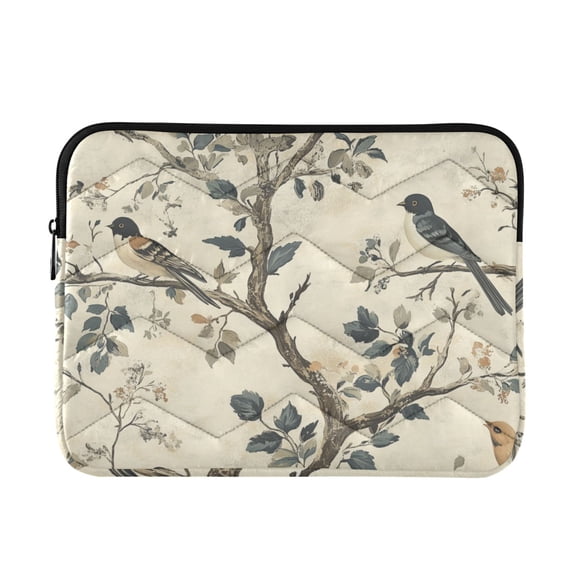 FORMRS 15-15.6 inch Laptop Sleeve Case Soft Carrying Quilted Computer Bag Cover, Beige Birds