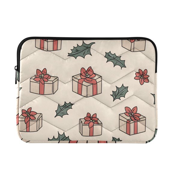 FORMRS 15-15.6 inch Laptop Sleeve Case Soft Carrying Quilted Computer Bag Cover, Beige Christmas Gift Pattern