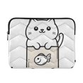 thumbnail image 1 of FORMRS 15"-15.6" Laptop Sleeve Protective Case Soft Carrying Quilted Computer Bag Cover, Beige Chubby Cat, 1 of 7