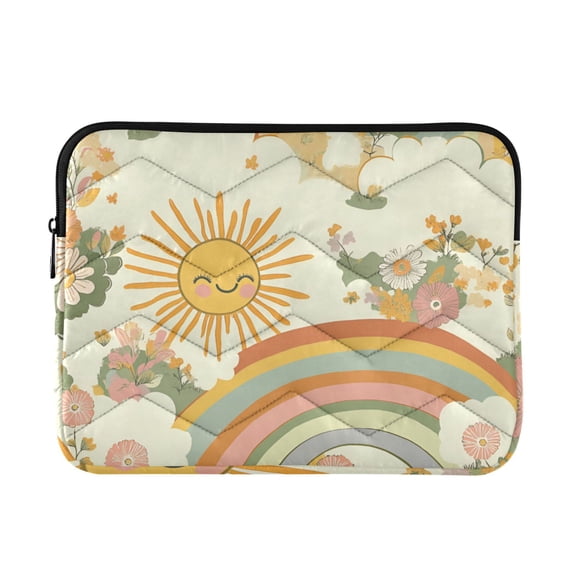 FORMRS 15"-15.6" Laptop Sleeve Protective Case Soft Carrying Quilted Computer Bag Cover, Beige Clouds