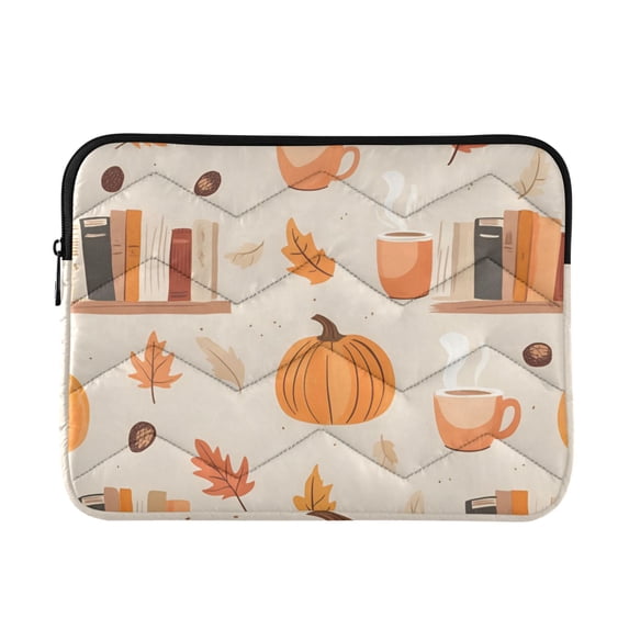 FORMRS 15"-15.6" Laptop Sleeve Protective Case Soft Carrying Quilted Computer Bag Cover, Beige Fall Acorns Pattern