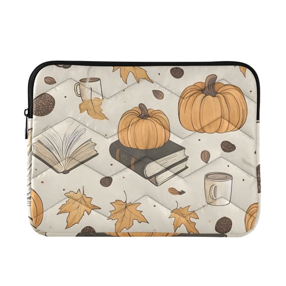 FORMRS 15"-15.6" Laptop Sleeve Protective Case Soft Carrying Quilted Computer Bag Cover, Beige Fall Books