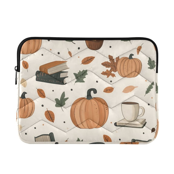 FORMRS 15"-15.6" Laptop Sleeve Protective Case Soft Carrying Quilted Computer Bag Cover, Beige Fall Leaves