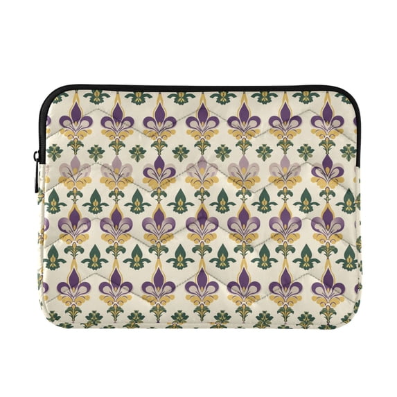 FORMRS 15-15.6 inch Laptop Sleeve Case Soft Carrying Quilted Computer Bag Cover, Beige Floral Pattern