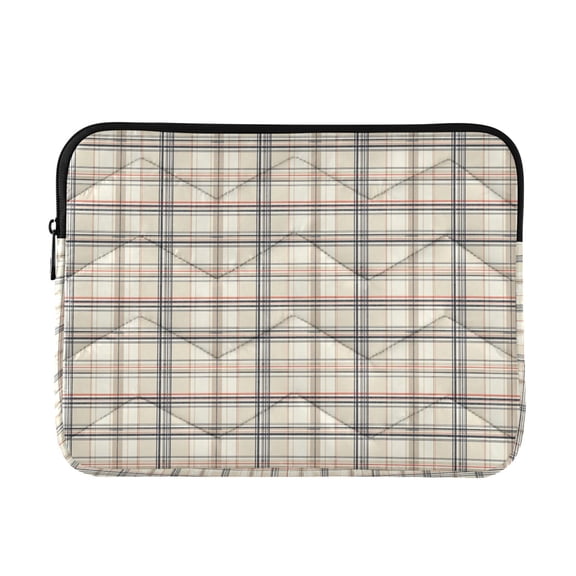 FORMRS 15-15.6 inch Laptop Sleeve Case Soft Carrying Quilted Computer Bag Cover, Beige Plaid Pattern